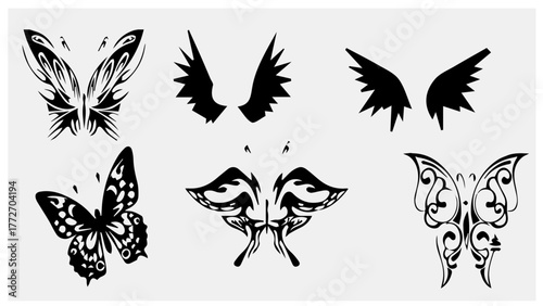 butterfly tattoo set
