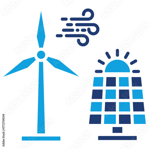 Renewable Energy Flat Blue Icon