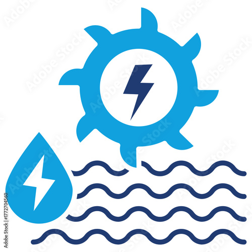 Hidropower Energy Flat Blue Icon