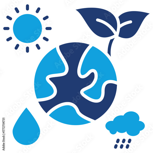 Energy Resource Flat Blue Icon