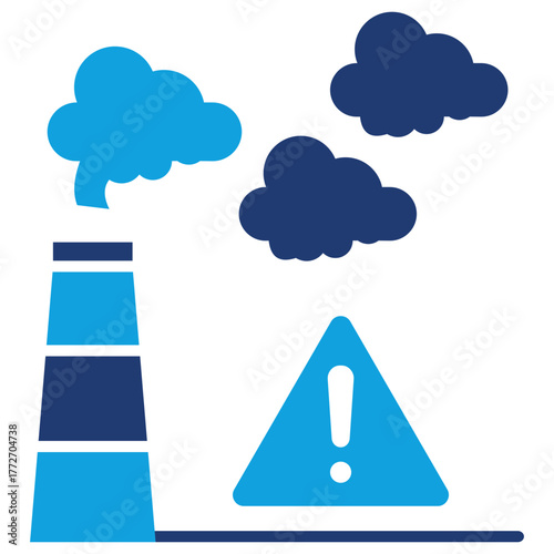 Air Pollution Flat Blue Icon