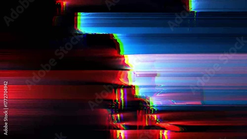 Seamless loop of an abstract red and blue glitch with pixel sorting and digital distortion