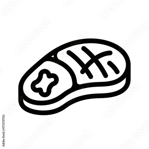 Stylized Line Art of a Raw Steak with Grill Marks.