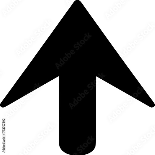 Arrow pointing upward: A simple yet impactful black arrow, boldly pointing upwards, symbolizing progress, direction, and forward movement.