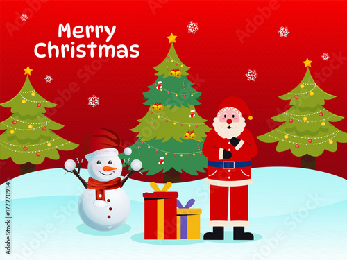 Merry Christmas and Happy New Year winter background vector illustration. Background for banner, poster or header design.