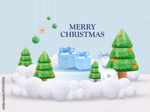 Merry Christmas and Happy New Year winter background vector illustration. Background for banner, poster or header design.