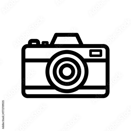 Camera Icon - Simple Black Outline of a Digital Camera.