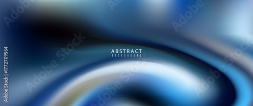 Stylish abstract background featuring a mix of blue and silver tones with smooth fluid swirl effects. The flowing gradient creates