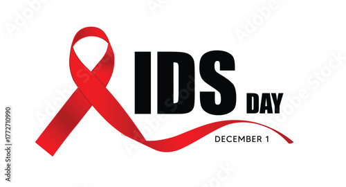 Red ribbon symbolizing World AIDS Day awareness for health, care, and prevention