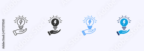 Electricity Icon Set Multiple Style Collection