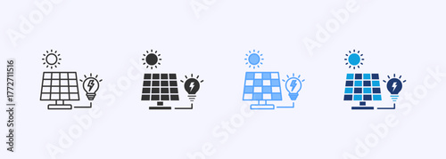 Photovoltaic Icon Set Multiple Style Collection