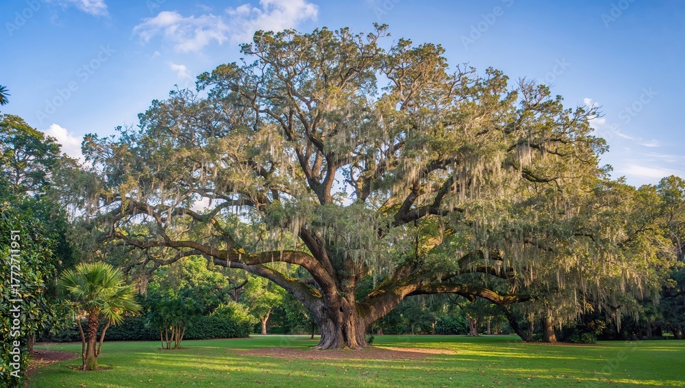 Fototapeta premium Angel Oak Tree in Charleston, showcasing seasonal change