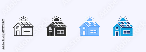 Solar Cell Icon Set Multiple Style Collection