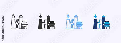 Gas Production Icon Set Multiple Style Collection