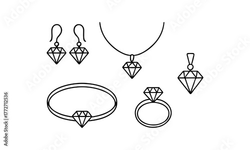 Collection of hand drawn diamond jewelry sketches
