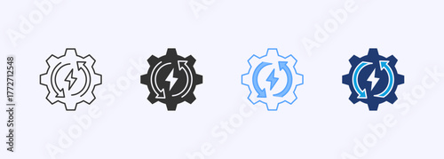 Mechanical Energy Icon Set Multiple Style Collection