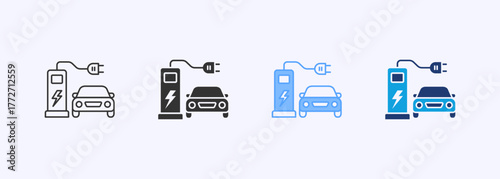 Charging Station Icon Set Multiple Style Collection