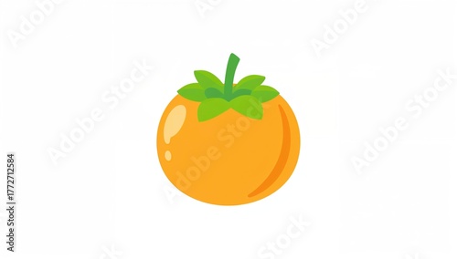 Flat style vector illustration of a persimmon on a white background