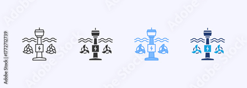 Tidal Power Icon Set Multiple Style Collection