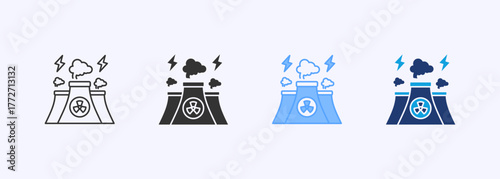 Nuclear Power Icon Set Multiple Style Collection