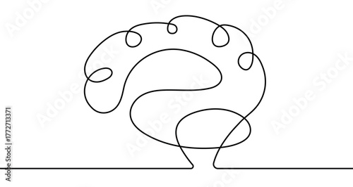 brain one line vector illustration