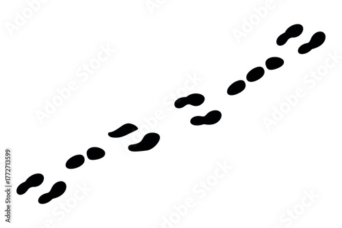 A set of animal tracks are imprinted on a white surface.