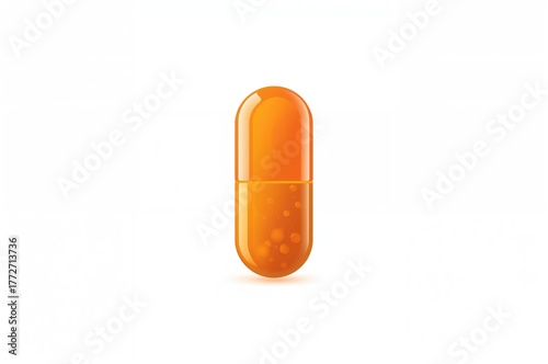 Vitamin C symbol. Vector illustration of a capsule on a plain white background. Concept for pharmaceutical sector.