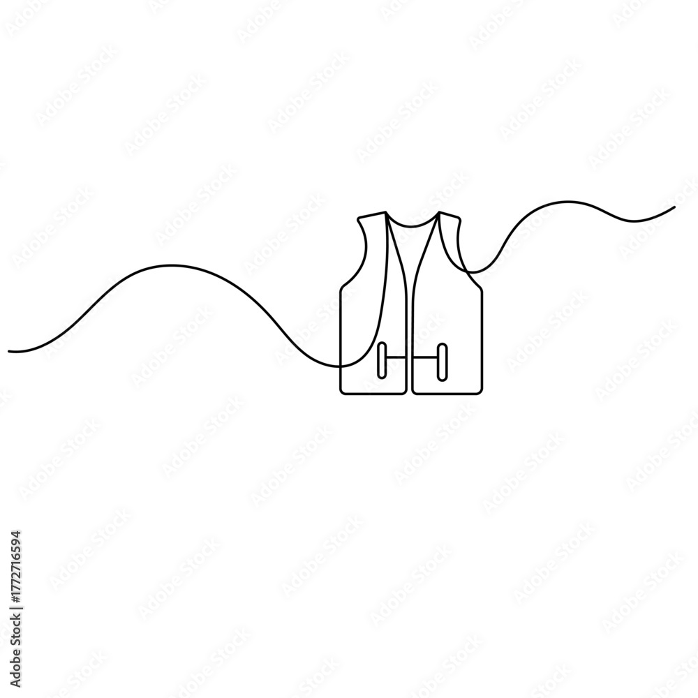 Obraz premium Life jacket icon continuous one line drawing outline vector illustration