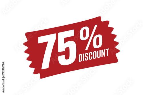 A red discount tag shows a 75% discount offer on a white background.