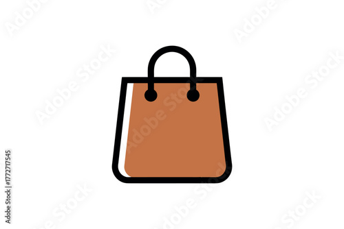 A simple icon of a brown shopping bag with handles against a white background.