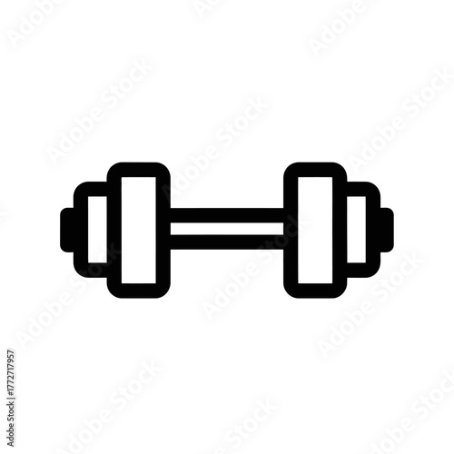 Simple Black and White Icon of a Dumbbell Weight.
