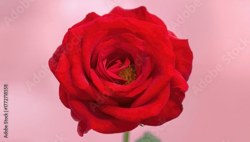 Bright crimson rose blossoming fully