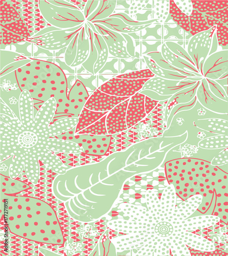 Big flowers pattern, upscale floral pattern. graphical textures floral, trendy colors pattern , flowers background with leaves. vector illustration.
