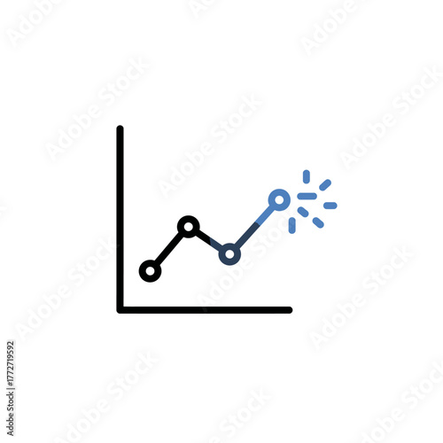Data analysis graph showing growth and progress with a bright future.