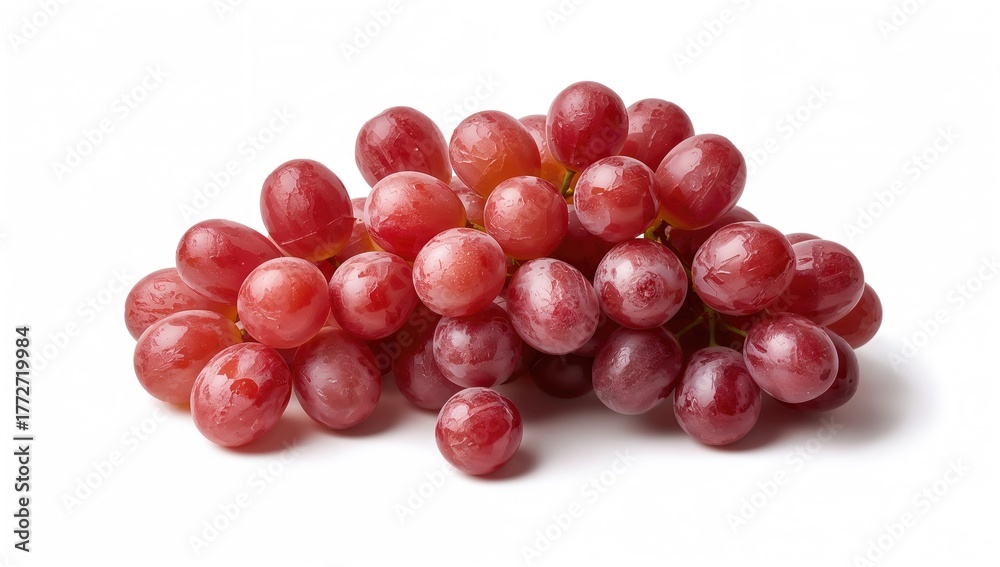 Fototapeta premium Cluster of red grapes on a white backdrop