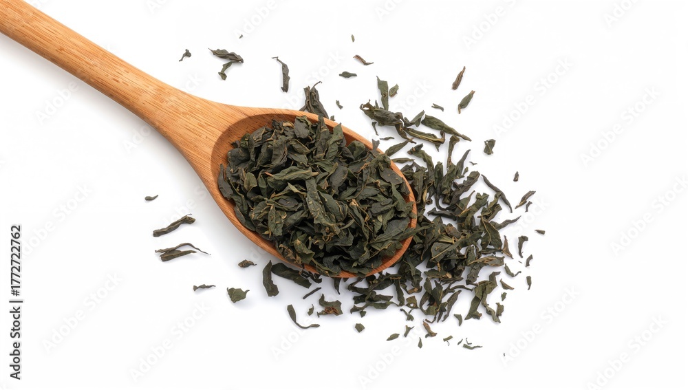 Fototapeta premium Oolong tea leaves from Camellia sinensis, rich in flavor, fiber-dense choice
