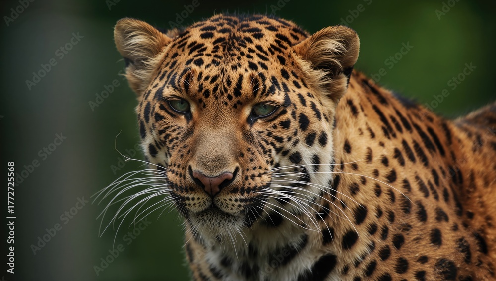 Fototapeta premium Close-up shot of a rare Amur Leopard captured in a zoo under diffused daylight.