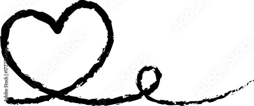 hand draw Textured black heart illustration Simple blue doodle heart. Isolated design element