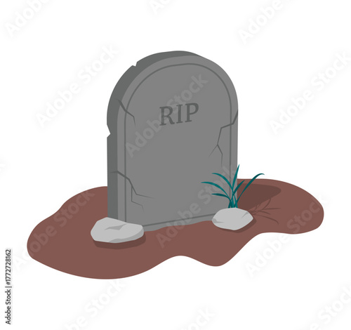 Vector icon of a gravestone in a cemetery