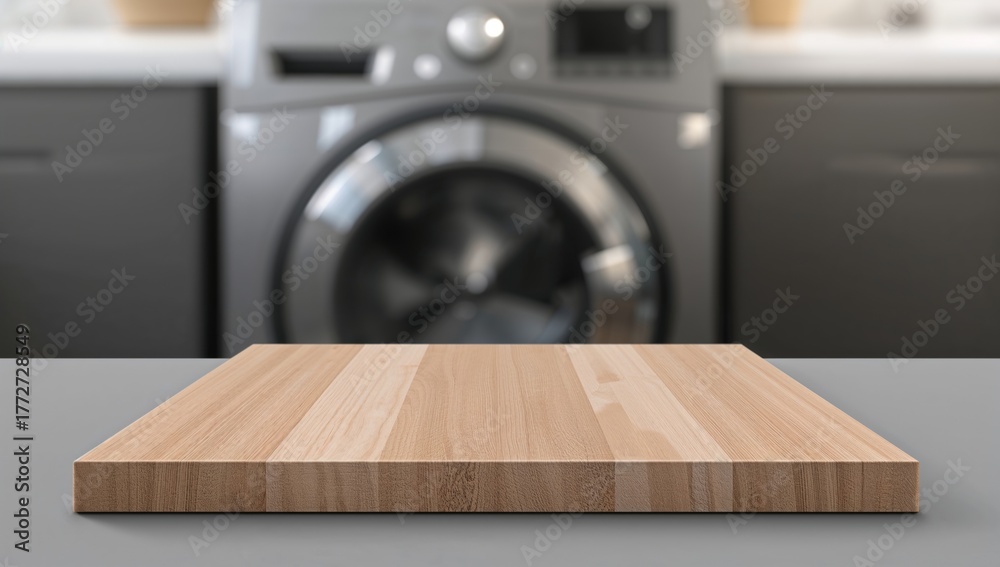 Obraz premium Bare wooden board, suitable for kitchen prep or serving, laundry room setting