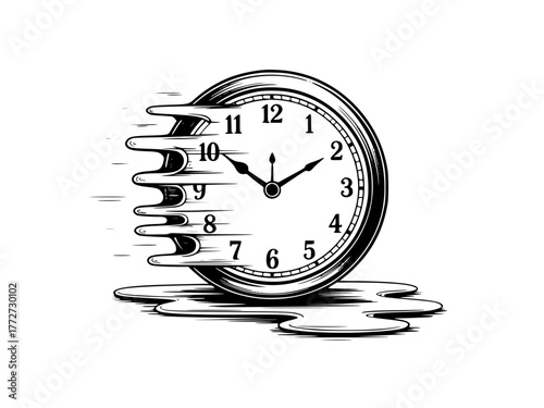 Vecter illustration  melting clock illustration showing the passage of time in a surreal and artistic manner design concept silhouette