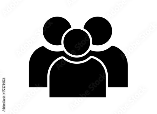 Group of three people icon vector, symbolizing team, users, community, network, audience, and collaboration
