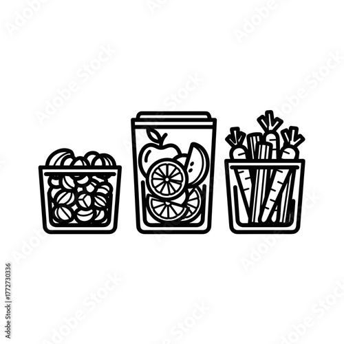 Healthy Food Containers with Nuts Fruits and Vegetables, Meal Prep and Nutrition Planning