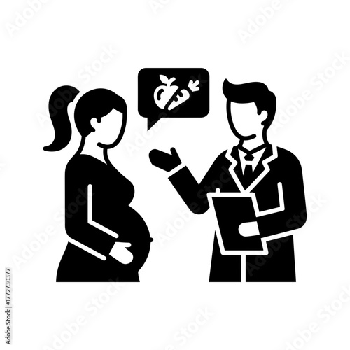 Pregnant woman receiving nutritional advice from doctor, prenatal health consultation