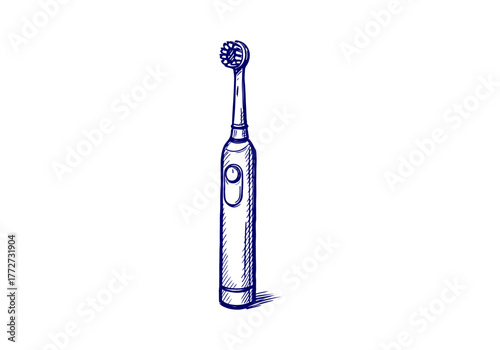 Toothbrush hand drawn simple sketch vector illustration