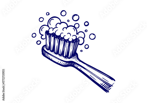 Toothbrush hand drawn simple sketch vector illustration