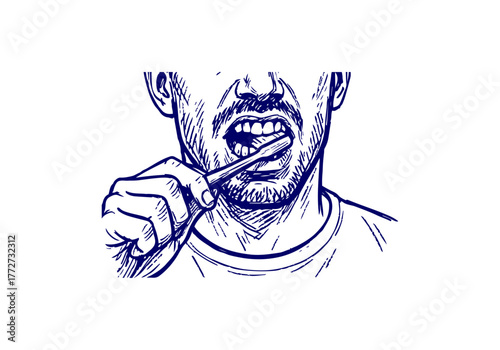Toothbrush hand drawn simple sketch vector illustration