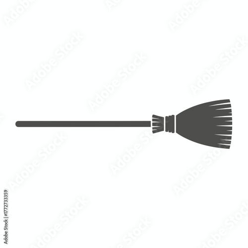 Illustration of a broom with a long handle and bristles for cleaning and sweeping floors or surfaces