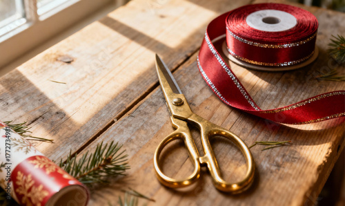 A Rustic Christmas Wrapping Station