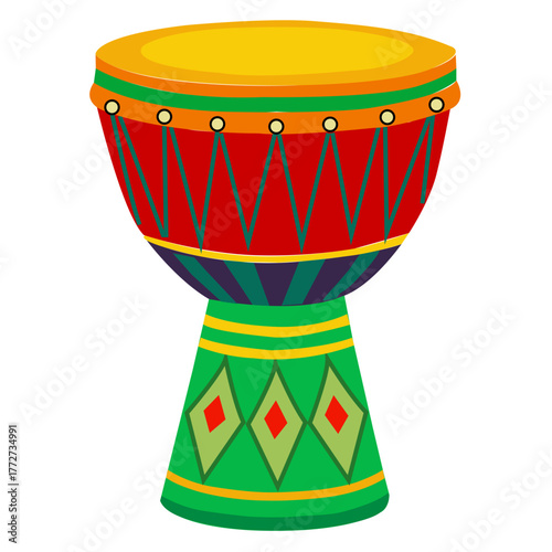 Colourful African Drum Illustration. Traditional Music Instrument Vector